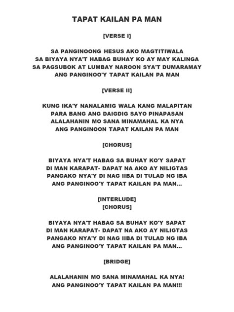 tapat hymn lyrics|TAPAT KAILAN PA MAN .